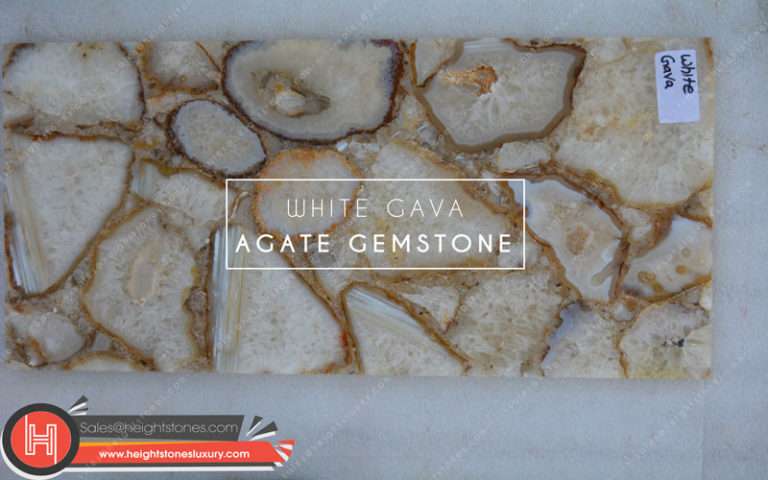White Gava Agate Gemstone Tiles Slabs Surface